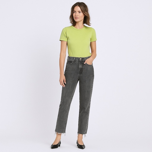 Abercrombie Fitch 4 Long (27L) Curve Love 90s Straight High Rise Jeans Gray Crop - Picture 1 of 10